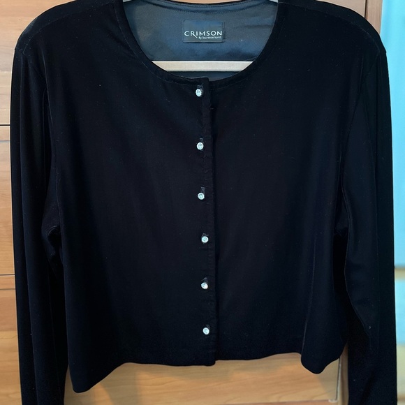 CRIMSON by lawrence kurtz Elegant Evening Velvet Jacket. Black. Lg - Picture 2 of 6